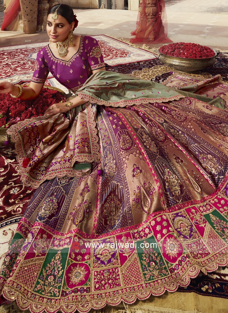 Multi Color Banarasi Silk Designer Lehenga Choli With Dupatta