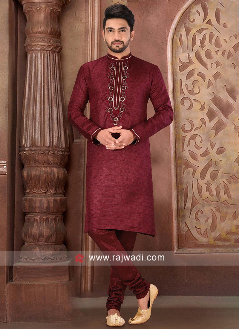 Festive Wear Kurta Pajama In Maroon Color