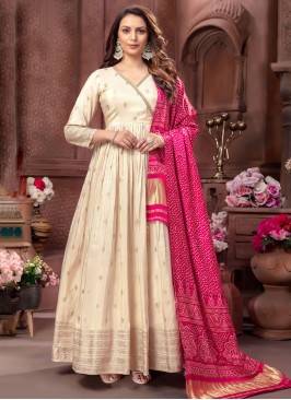 Angarkha Style Anarkali Dress With Dupatta