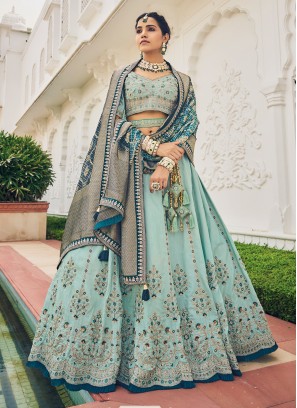 Buy Organza Patch Border Cream Lehenga Choli Online : UK -