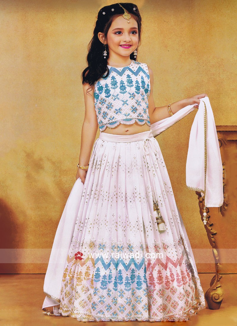 attractive white embroidered lehenga choli with dupatta 51957