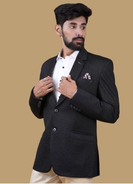 Black Readymade Blazer In Imported Fabric