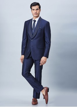 Blue Imported Fabric Suit For Men