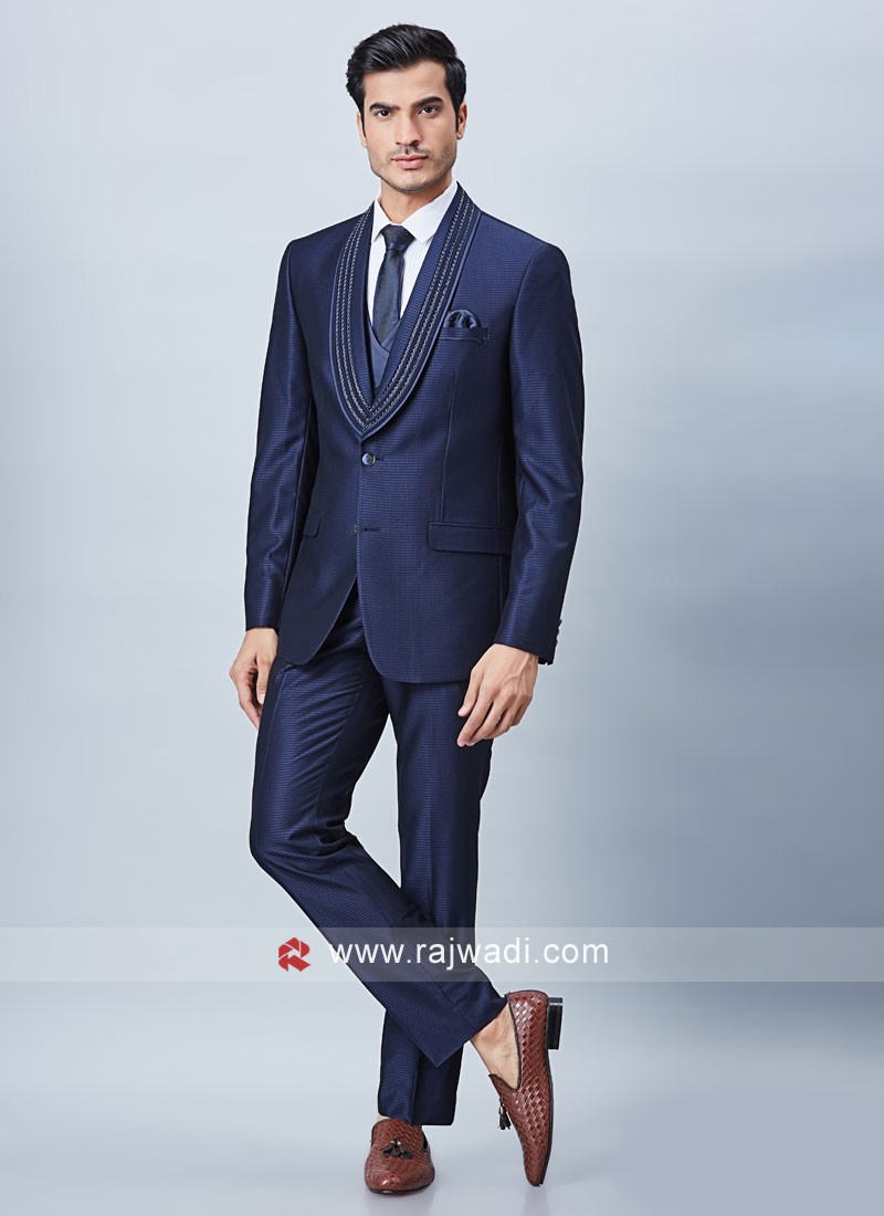 Blue Imported Fabric Suit For Men