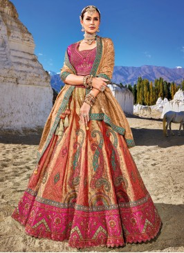 Customised Handcrafted Red Bridal Lehenga Choli Resham Work SF674SD