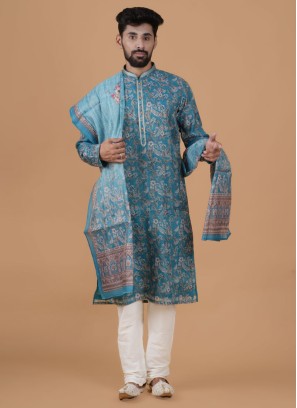 Cotton Silk Readymade Kurta Pajama With Dupatta