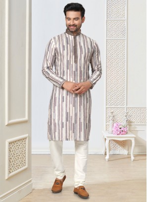 Cream Festive Mens Cotton Kurta Pajama