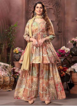 Crepe Silk Multi Color Palazzo Suit