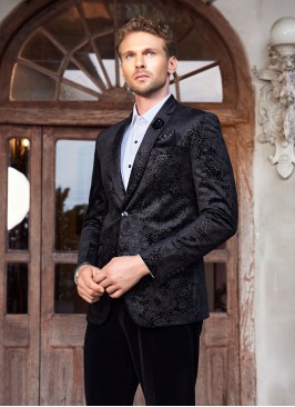 Designer Black Velvet Blazer For Men