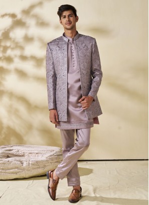 Designer Embroidered Jacket Style Indowestern Set