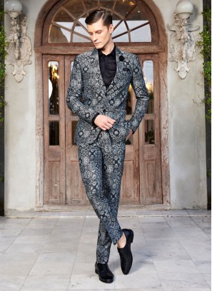 Designer Imported Fabric Suit In Black