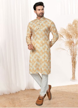 Designer Mustard Yellow Kurta Pajama For Men