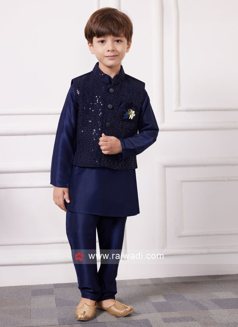 Blue cotton 2024 nehru jacket