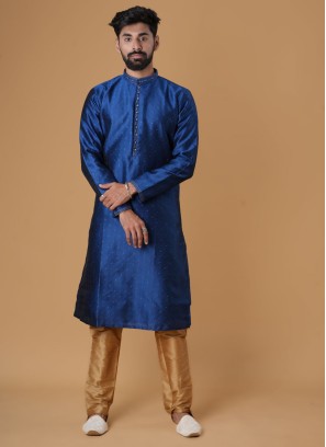 Designer Royal Blue Silk Kurta Pajama