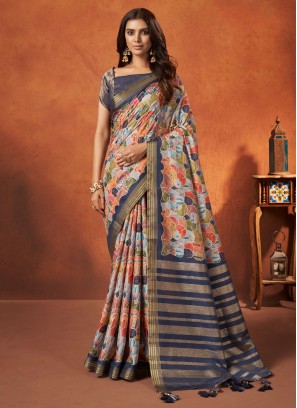 Multi Color Festive Wear Crepe Silk Saree