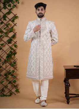 Elegant Cream Groom Sherwani For Wedding