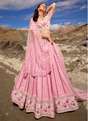 Designer Pink Color Embroidered Lehenga Choli