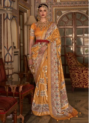 Elegant Silk Digital Print Trendy Saree