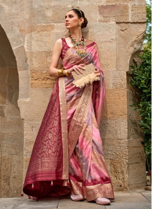 Mesmerising Multi Color Silk Woven Saree