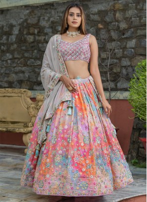 Exclusive Multi Designer Chiffon Lehenga Choli For Wedding