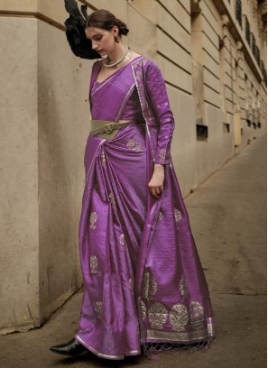 Elegant Purple Woven Classic Banarasi Silk Saree