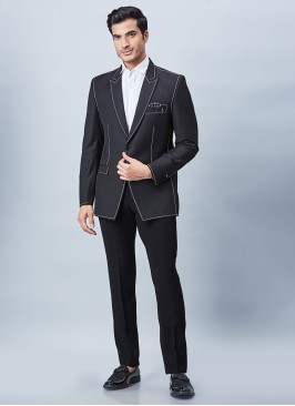 Festive Wear Black Blazer In Imported Fabric