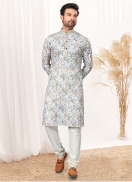 Festive Wear Floral Printed Cotton Kurta Pajama