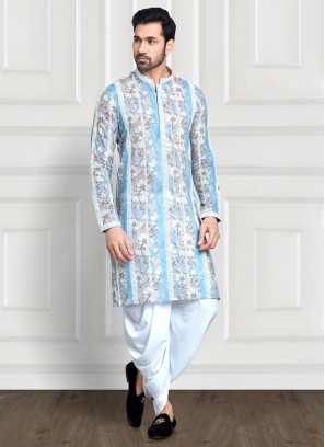 Festive Wear Floral Printed Cotton Peshawari Kurta Pajama