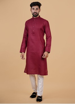 Festive wear Maroon Kurta Pajama In Cotton