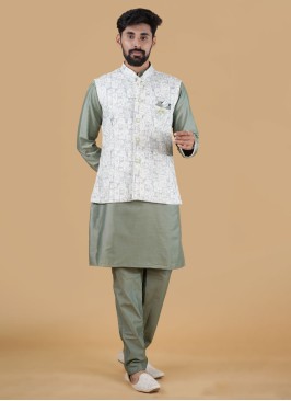 Festive Wear Thread Embroidered Nehru Jacket Set