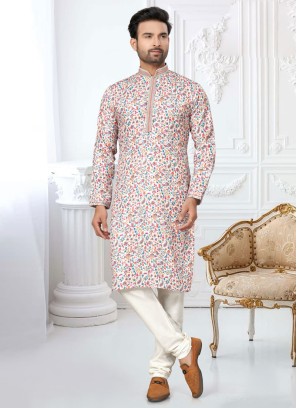 Floral Printed Cotton Kurta Pajama For Men