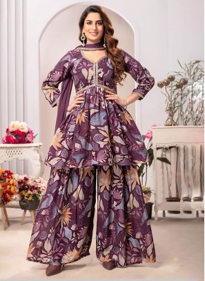 Floral Printed Palazzo Style Suit