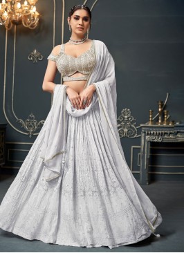 Gorgeous Off White Embroidered Georgette Lehenga Choli