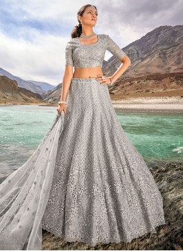 Grey Designer Sequins Embellished Lehenga Choli