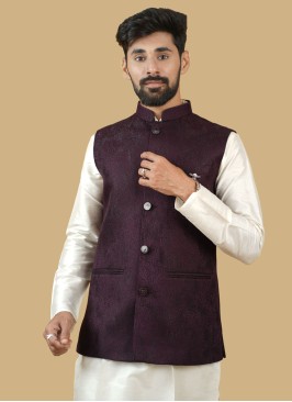 Imported Wine Mens Wear Nehru Jacket