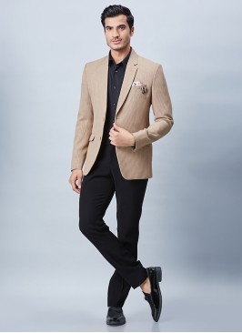 Jute Silk Fabric Cream Blazer For Men