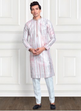 Light Grey Cotton Silk Kurta Pajama