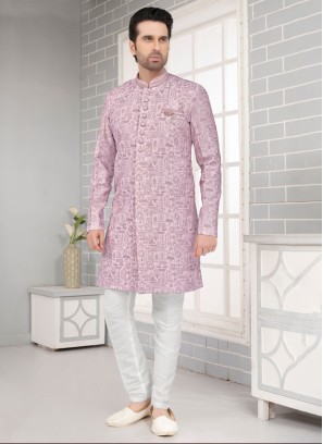 Light Onion Pink Festive Wear Indowestern Set