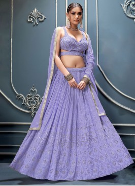 Mesmerizing Designer Georgette Lavender Lehenga Choli