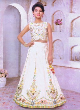 Mesmerizing Designer Silk Cream Lehenga Choli