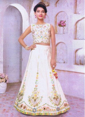 Mesmerizing Designer Silk Cream Lehenga Choli