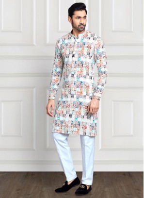Multi Color Cotton Silk Kurta Pajama For Men