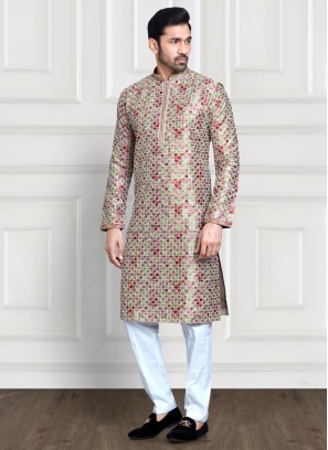 Multi Color Readymade Cotton Silk Kurta Pajama