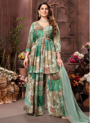 Multi Color Readymade Palazzo Style Suit