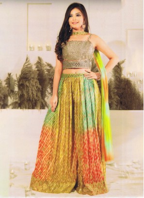 Multi Color Silk Designer Palazzo Suit