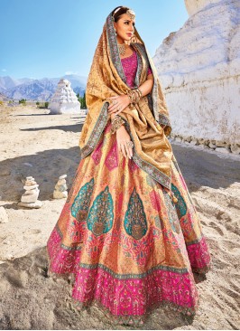 Wedding Wear Banarasi Jacquard Silk Embroidered Lehenga Choli
