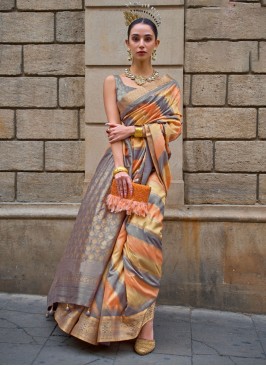 Designer Multi Color Woven Silk Saree