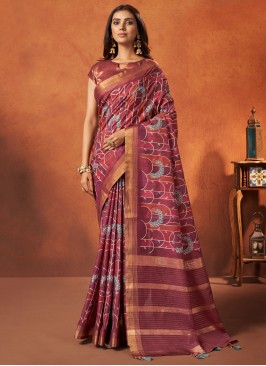 Multi Color Crepe Silk Designer Saree