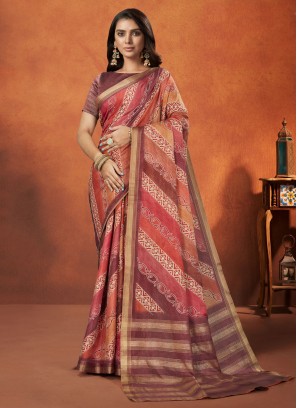 Multi Color Festive Fancy Printed Crepe Silk Saree