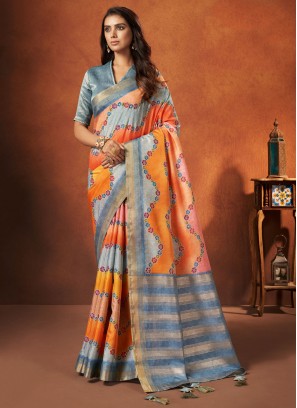 Multi Color Woven Crepe Silk Contemporary Saree